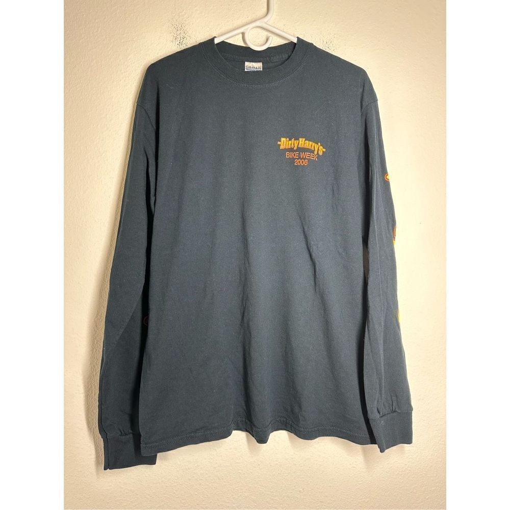 Gildan Dirty Harry’s Bike Week Ultra Cotton Black T-shirt Long Sleeve Size L